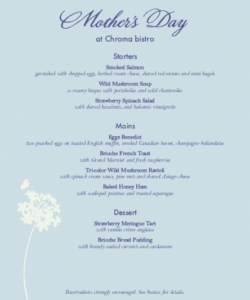 Best Mothers Day Brunch Menu Template Excel Sample