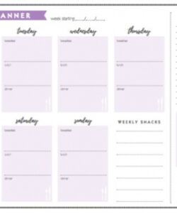 Best Weight Watchers Menu Planner Template Word