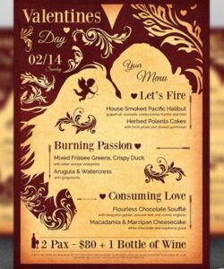 Blank Valentine&amp;#039;S Day Menu Template Word Sample