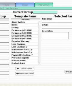 Costum F&amp;Amp;I Menu Template Word Example