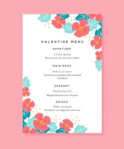 Editable Blank Valentine&amp;#039;S Day Menu Template