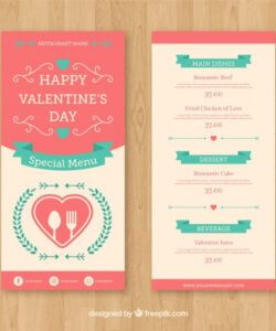 Editable Blank Valentine&amp;#039;S Day Menu Template Word Example