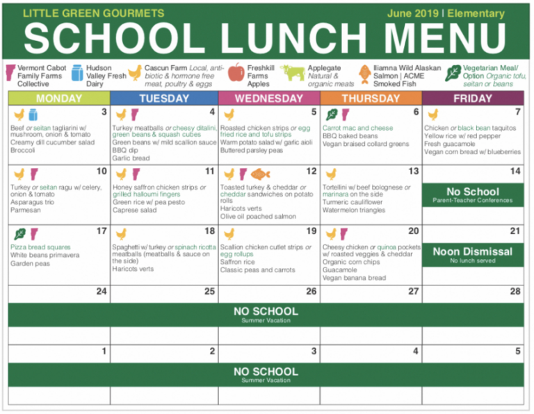 Free School Lunch Menu Template PDF Example | Minasinternational