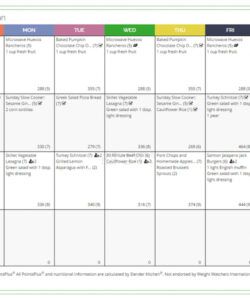 Free Weight Watchers Menu Planner Template Excel