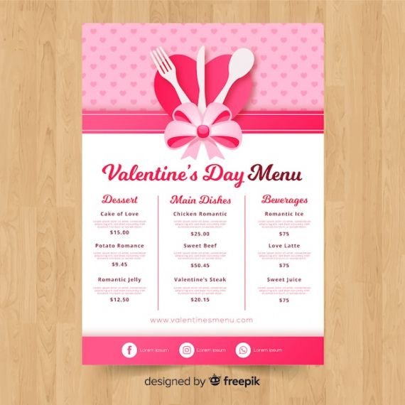 Printable Blank Valentine'S Day Menu Template Word Sample