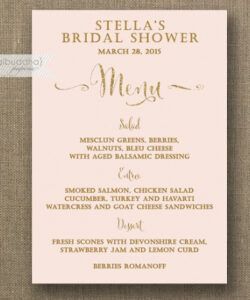 Printable Bridal Shower Menu Template Word Sample