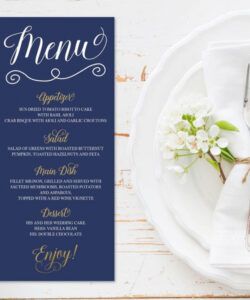 Printable Elegant Dinner Menu Template Doc Sample