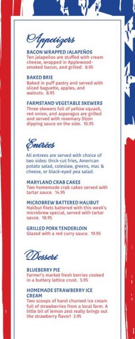 Professional Fourth Of July Menu Template  Example