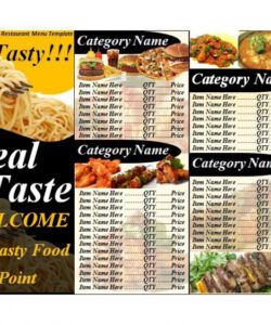 Professional Free Catering Menu Template  Sample