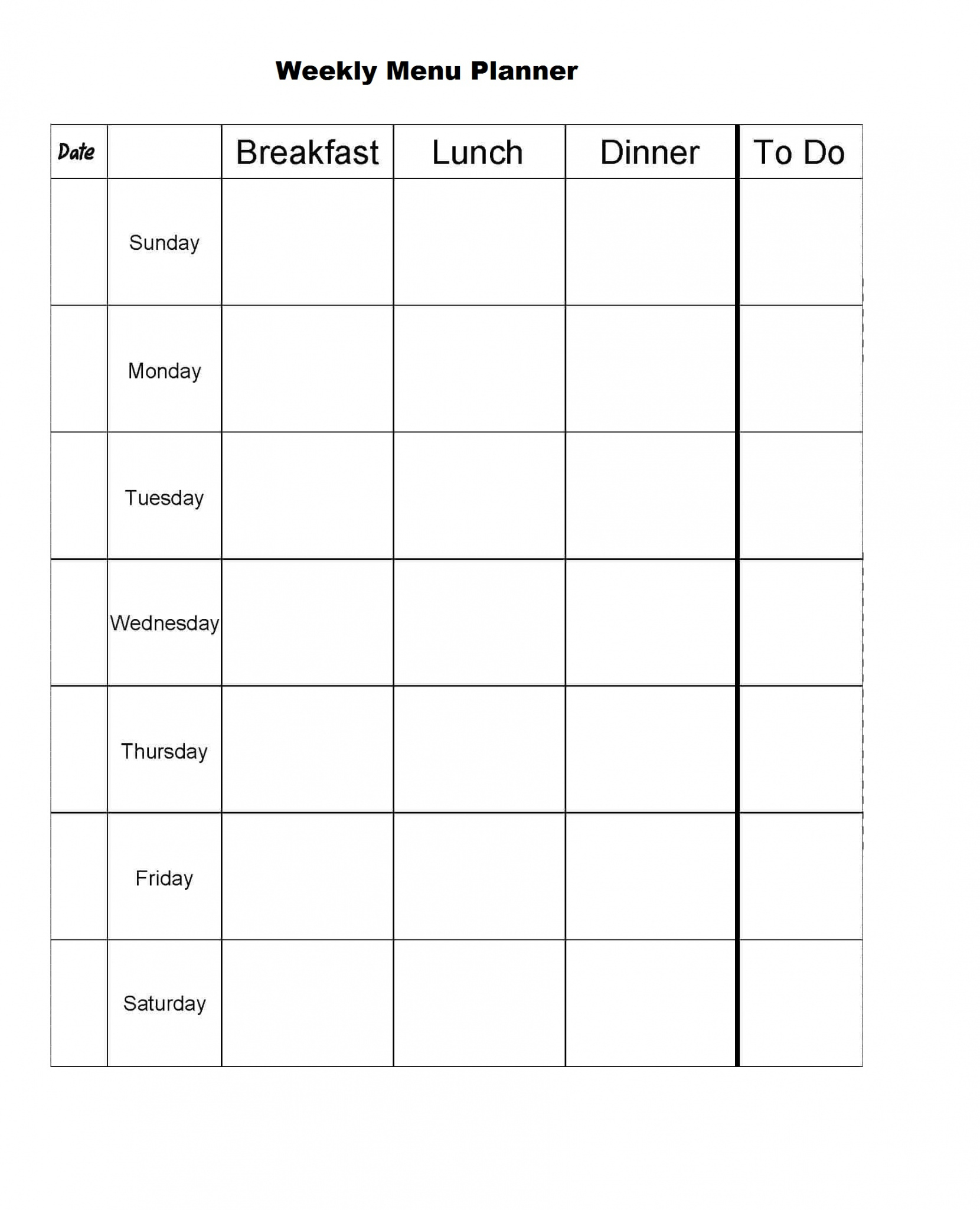 Best Menu Of The Week Template Doc