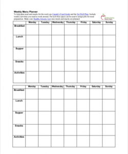 Best Menu Of The Week Template Pdf Sample