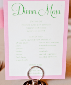 Buffet Wedding Menu Card Template Word Example