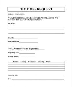 Costum Employee Time Off Request Form Template Excel Sample