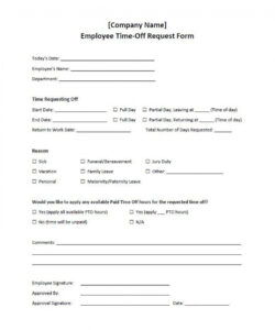 Costum Employee Time Off Request Form Template Pdf Sample
