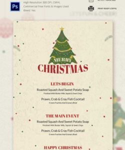 Costum Menu Template For Christmas Dinner Excel