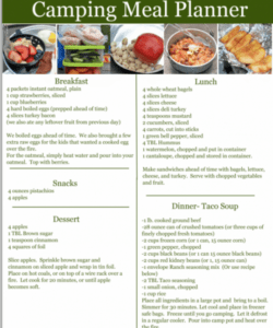 Costum Scout Camp Menu Planning Template Word