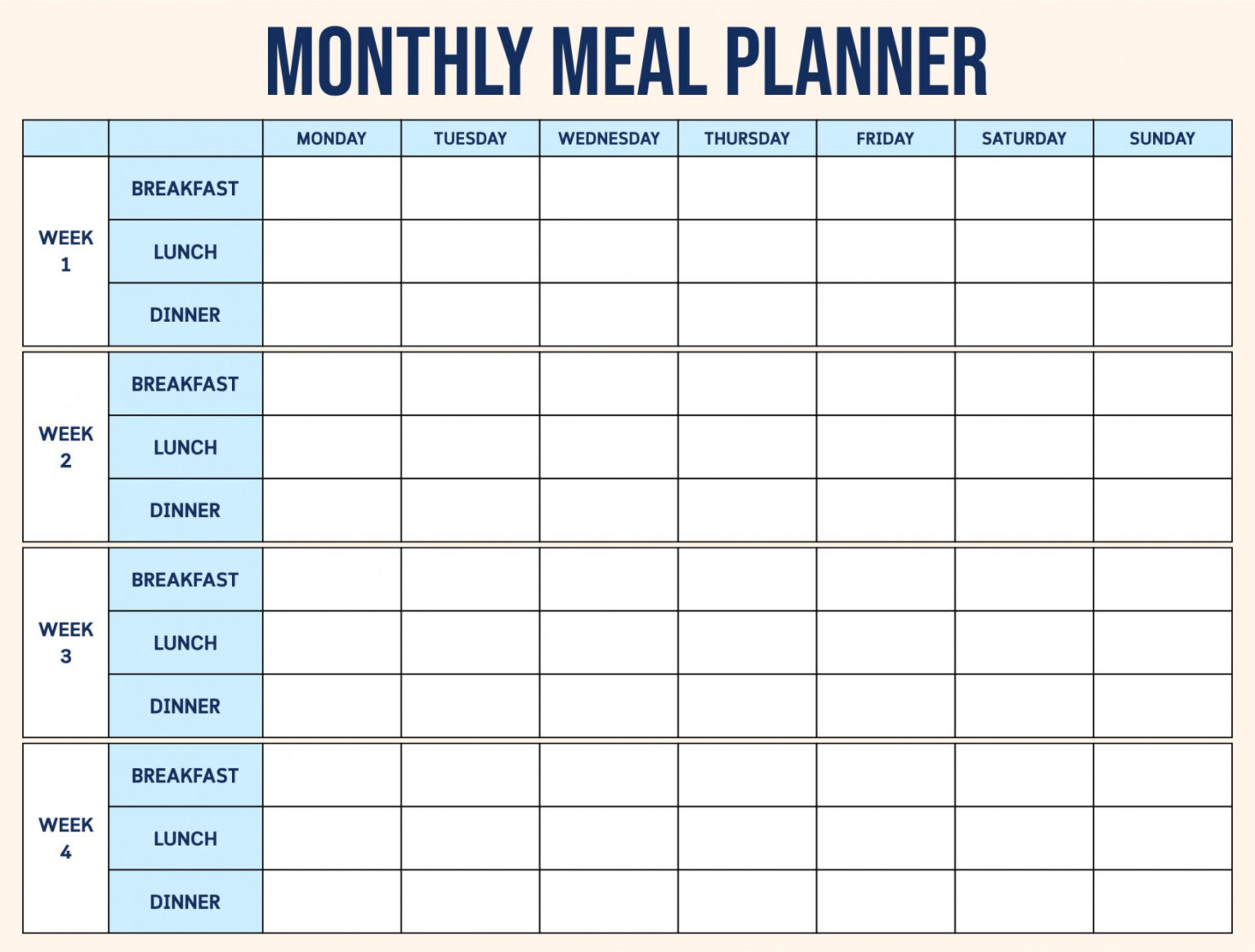 Costum Weekly Dinner Menu Planning Template Excel Sample ...