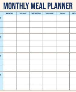 Costum Weekly Dinner Menu Planning Template Excel Sample