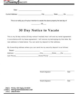 Editable 30 Day Eviction Notice Form Template Doc Example