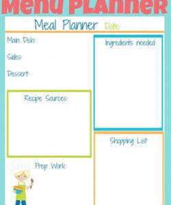 Editable Lunch Menu Template For Kids Excel Sample