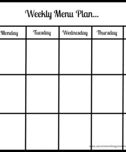 Editable Weekly Dinner Menu Planning Template