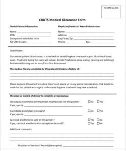 Free Dental Medical History Update Form Template Word Example