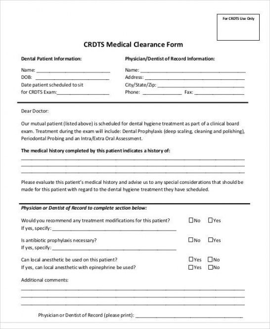 Free Dental Medical History Update Form Template Word Example