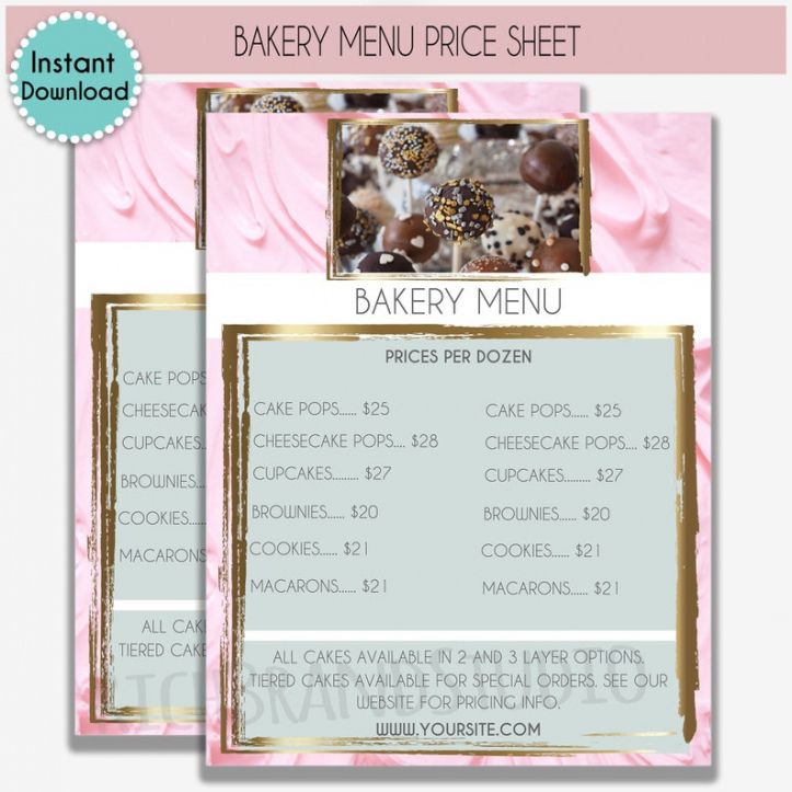 Free Digital Bakery Menu Template Word Example