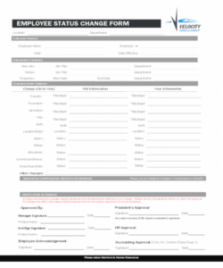 Free Employee Change Of Status Form Template