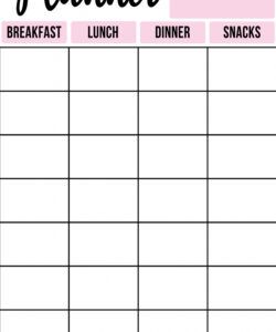 Free Family Weekly Menu Planner Template  Sample