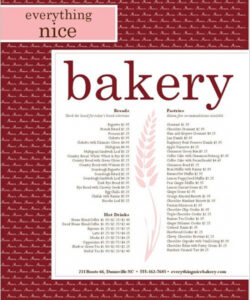 Free Menu Cupcake Bakery Template Pdf Example