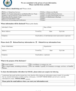 Free Release Of Information Form Mental Health Template Doc
