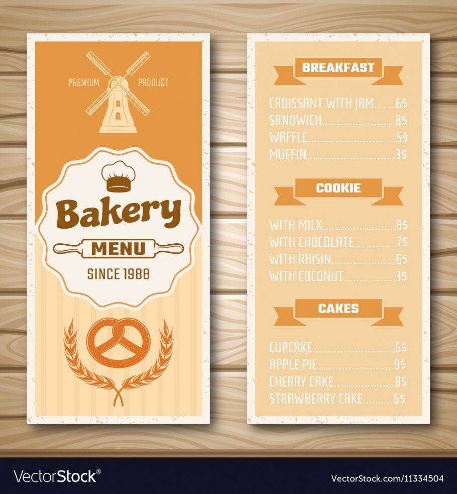 Printable Blank Bakery Menu Template