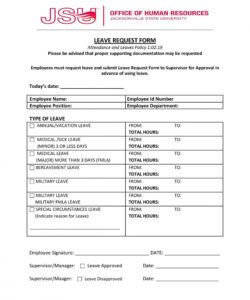 Printable Employee Time Off Request Form Template