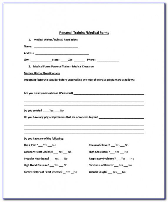 Printable Fitness Waiver And Release Form Template Doc