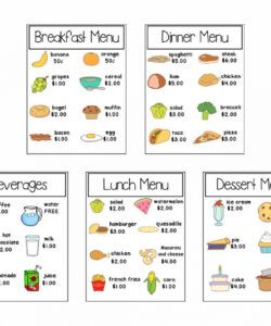 Printable Lunch Menu Template For Kids Word Sample