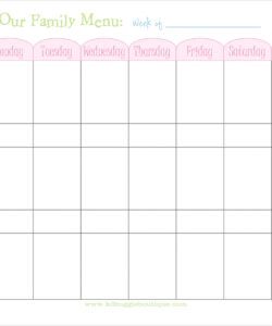Printable Menu Of The Week Template  Sample