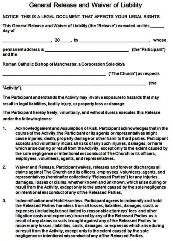 Release Of All Claims Form Template