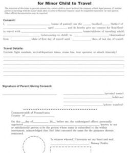 Printable Travel Consent Form For Minor Template Word