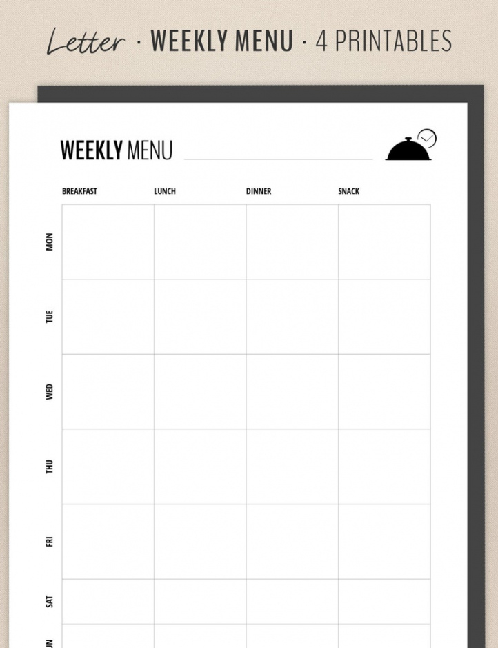 Printable Weekly Dinner Menu Planning Template Doc Sample