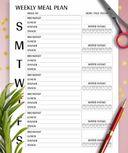 Printable Weekly Dinner Menu Planning Template Word Example