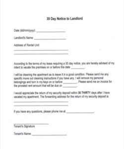 Professional 30 Day Eviction Notice Form Template Word