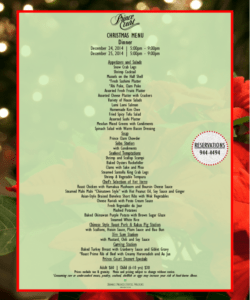 Professional Christmas Eve Dinner Menu Template  Sample