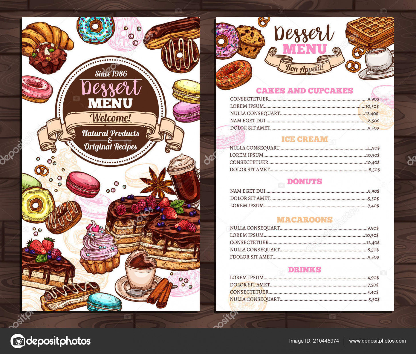 Professional Menu Cupcake Bakery Template  Example