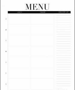 Restaurant Menu Empty Menu Template Excel Example