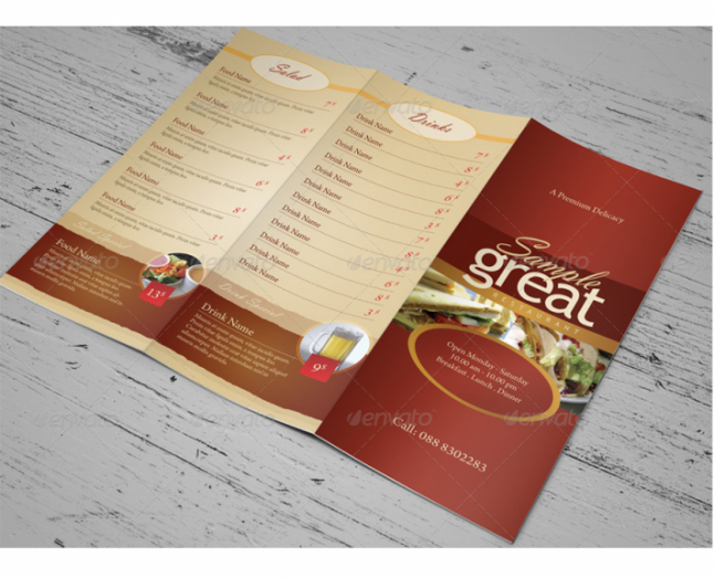 Best Restaurant Cafe Take Out Menu Template Excel Sample