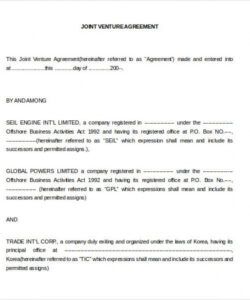 Best Simple Joint Venture Agreement Template Doc