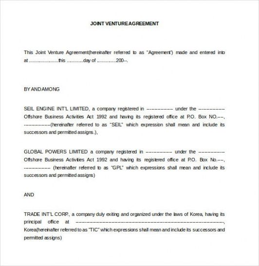 Best Simple Joint Venture Agreement Template Doc