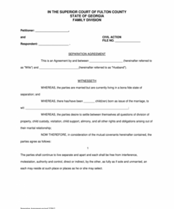 Editable Separation Agreement California Template Word Sample