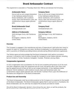 Editable Simple Influencer Agreement Template Pdf